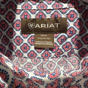 Boys Ariat Button Down- Red and White